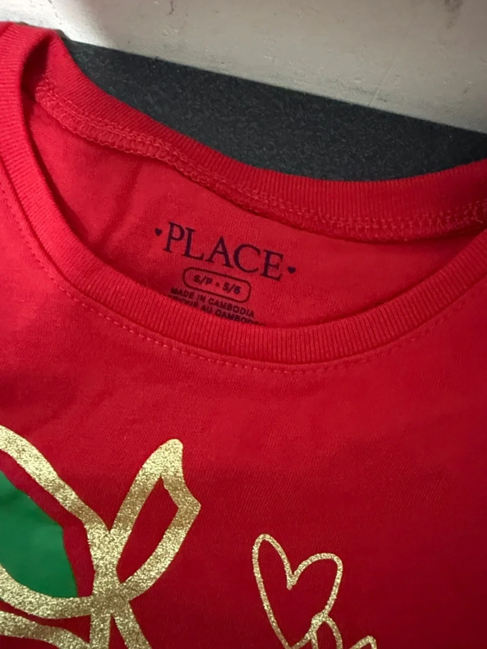 The Children's Place Red Short-Sleeve Tee with Gold 'Love' Apple Graphic